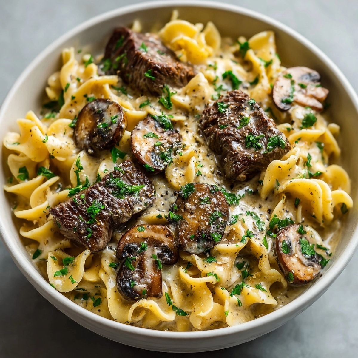 Comfort food: Slow Cooker Beef Stroganoff over egg noodles, a hearty family dinner.
