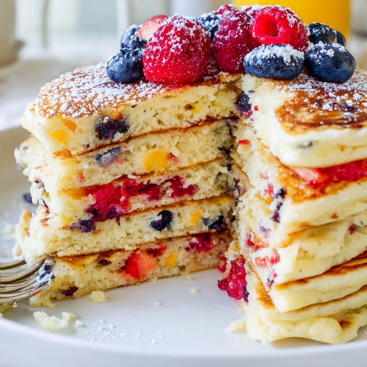Homemade Ricotta Berry Orange Pancakes, light and flavorful, ready for Sunday breakfast.