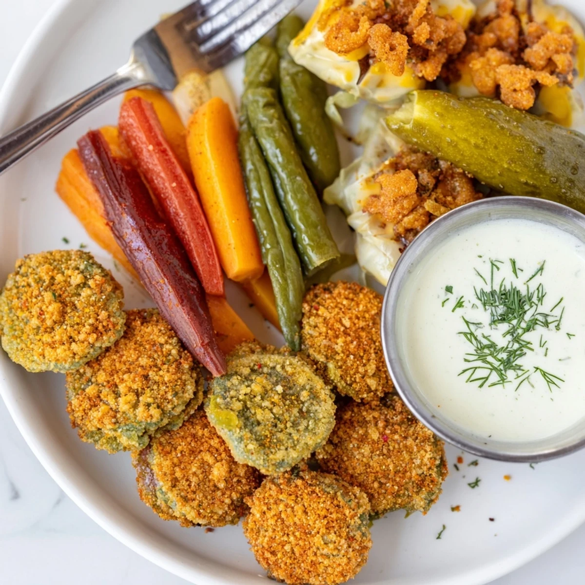 Crispy fried pickles and tangy pickled vegetables for the ultimate Pickle Lovers Meal.  