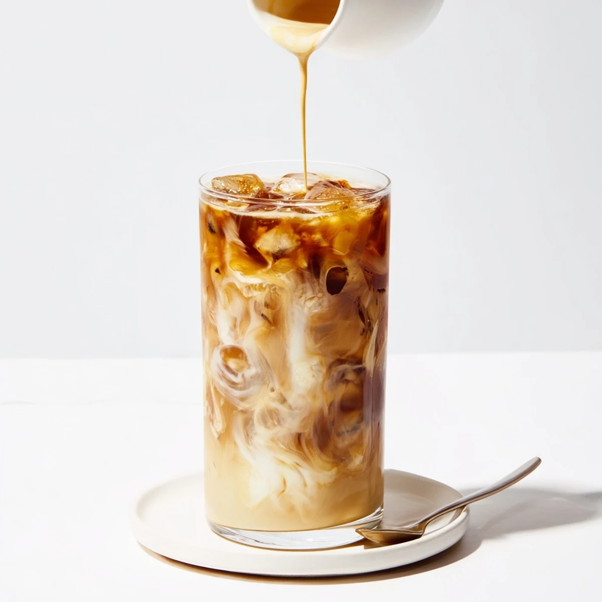 Rich and nutty tahini iced coffee, served over frosty ice for refreshment.  