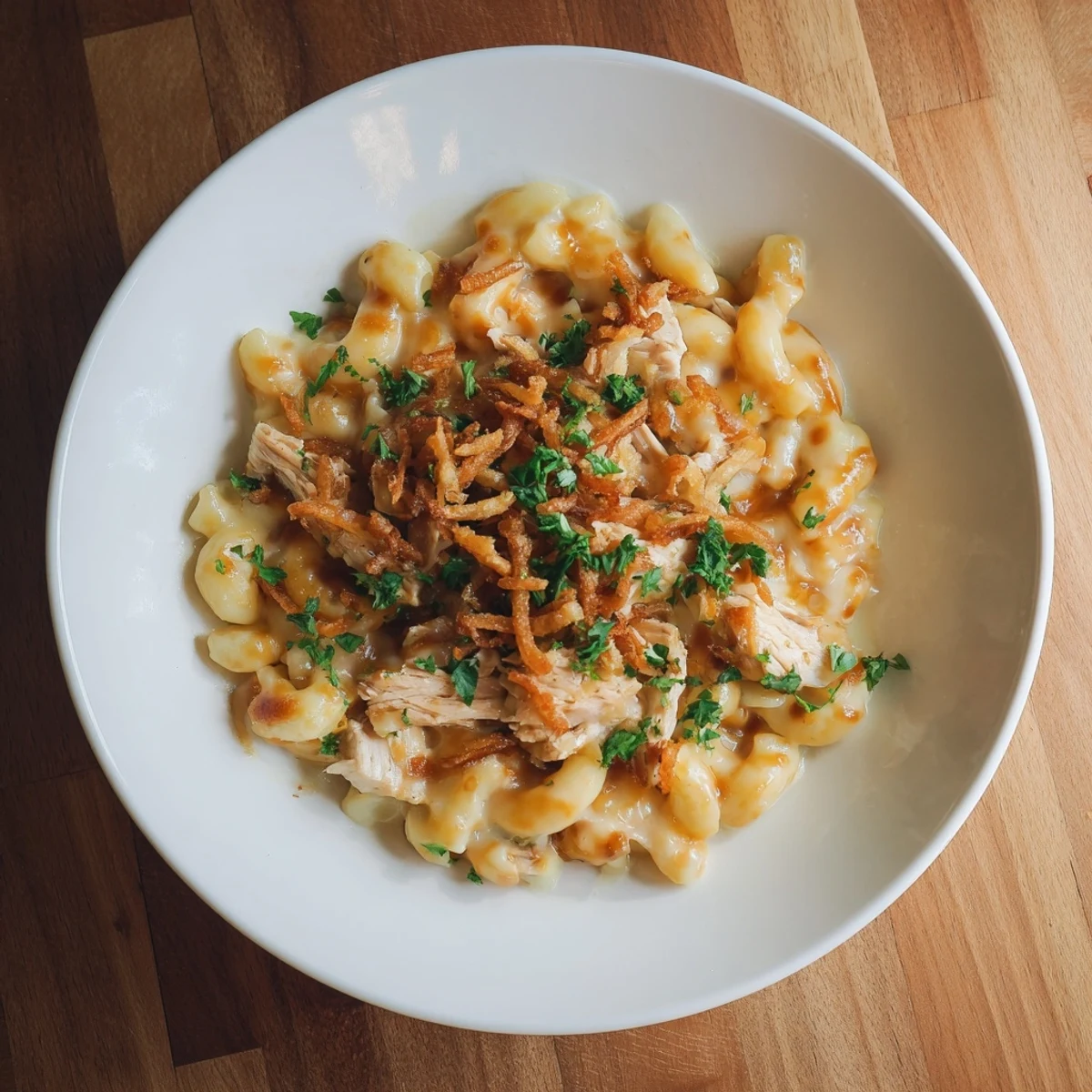 One-Pot Honey BBQ Chicken Mac and Cheese, with flavorful chicken pieces and melted cheese.