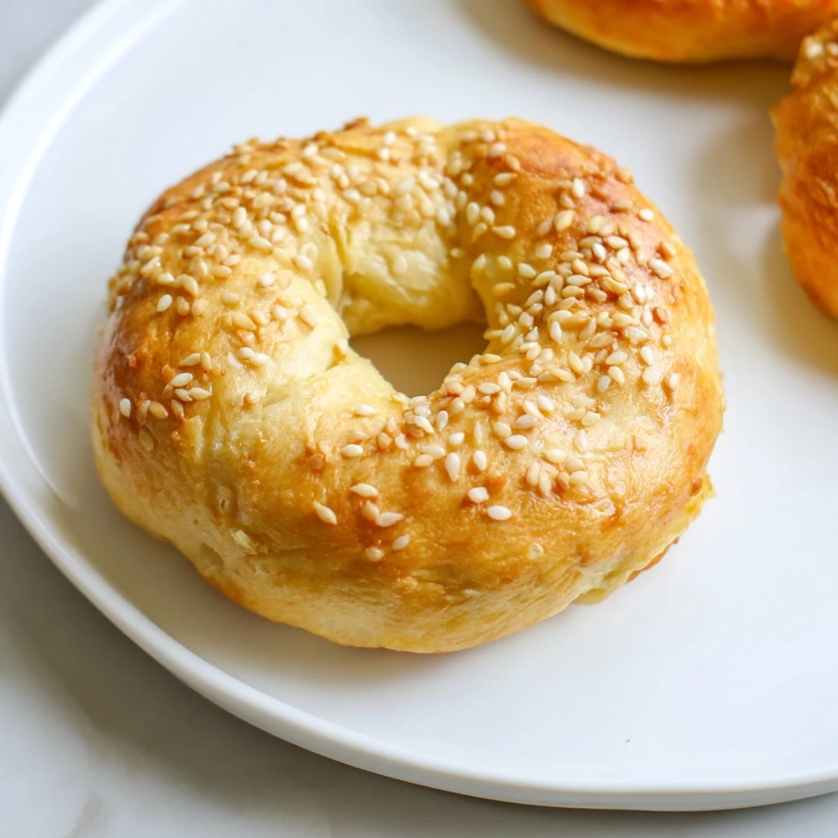 Freshly baked Homemade Budget Bagels, golden-brown and lightly speckled with sesame seeds, ready to eat.