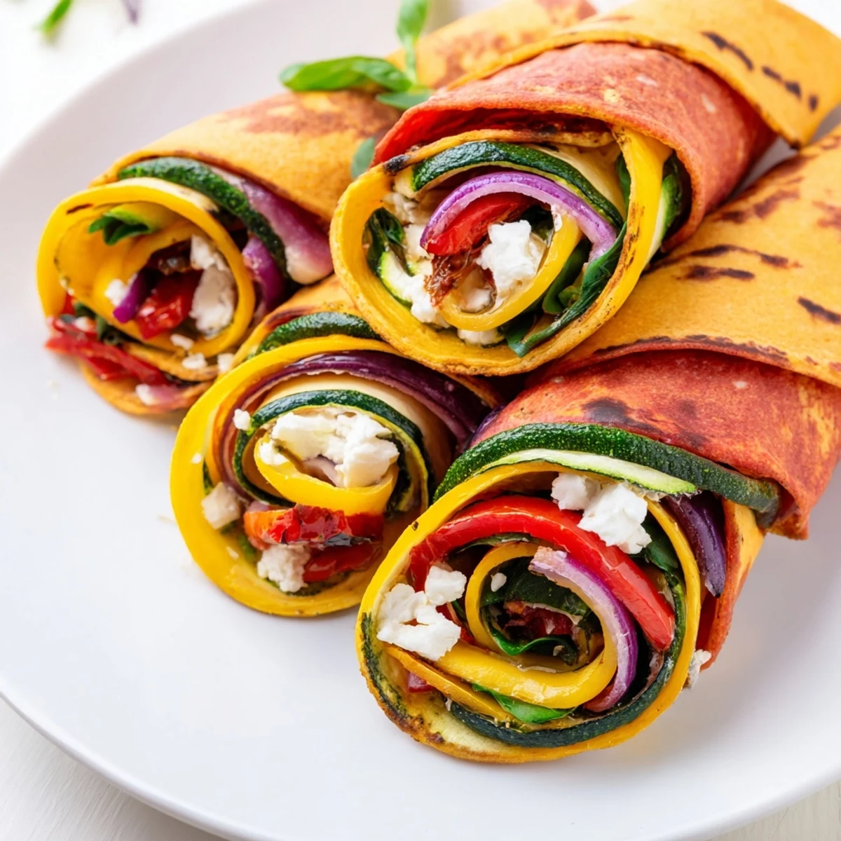 Vibrant Roasted Veggie & Feta Santa Spiral Wrap: colorful spiral with roasted veggies, feta, and flavorful fillings.