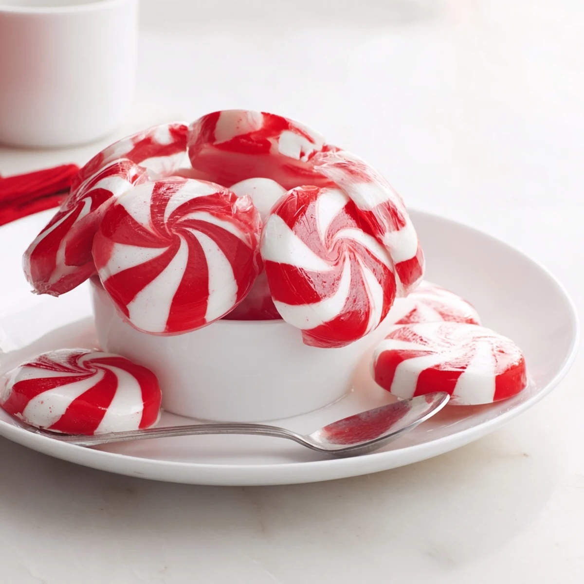 Festive No-Bake Peppermint Candy Bowl boasts a vibrant red hue; a perfect holiday centerpiece.