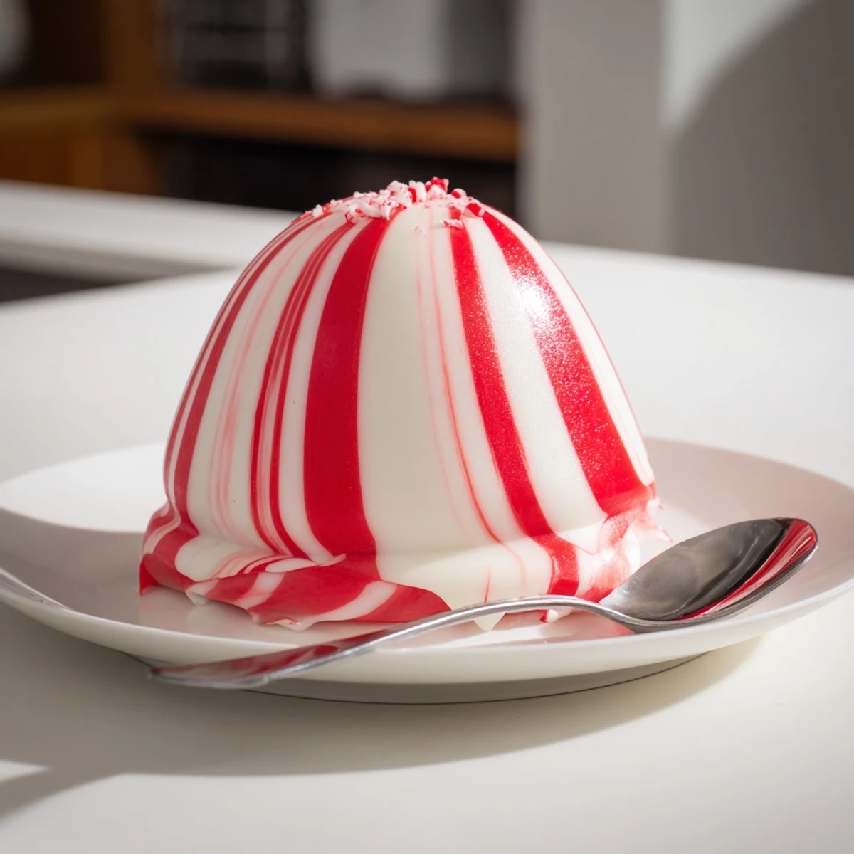 Freshly made No-Bake Peppermint Candy Bowl glistens, a fun, edible craft for gifting or parties.