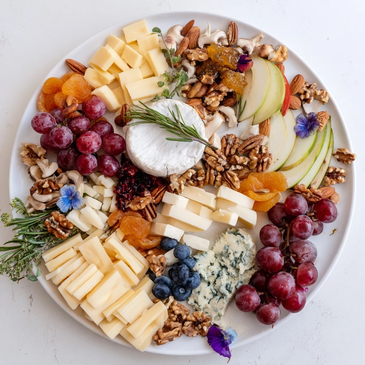 A beautiful Woodland Creature Cheese Platter with brie, berries, and rosemary sprigs, perfect for gatherings.