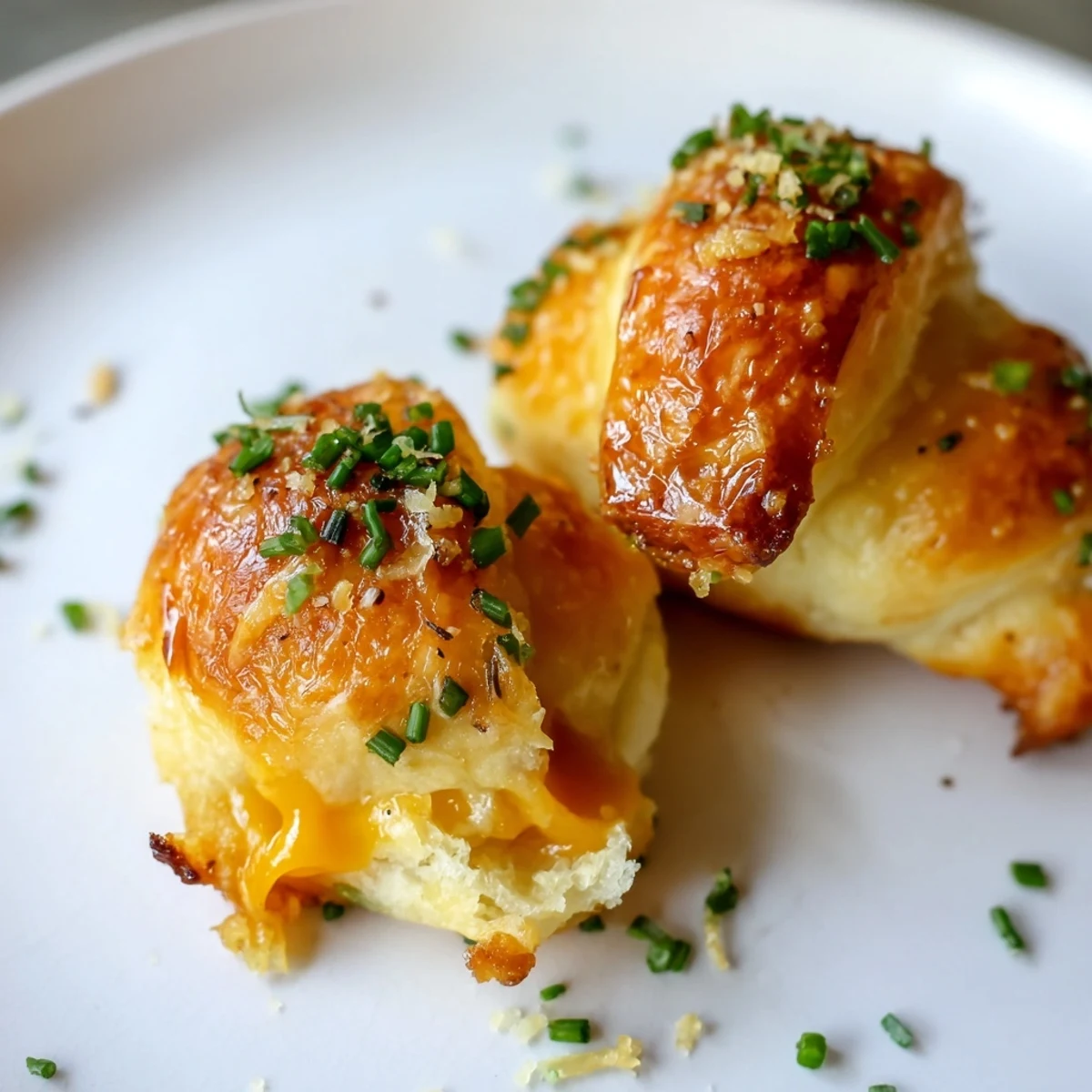 Mouthwatering, golden-brown Savory Rolls: Crescent Roll Baked Cheese Bites, oozing melted cheese, delicious!