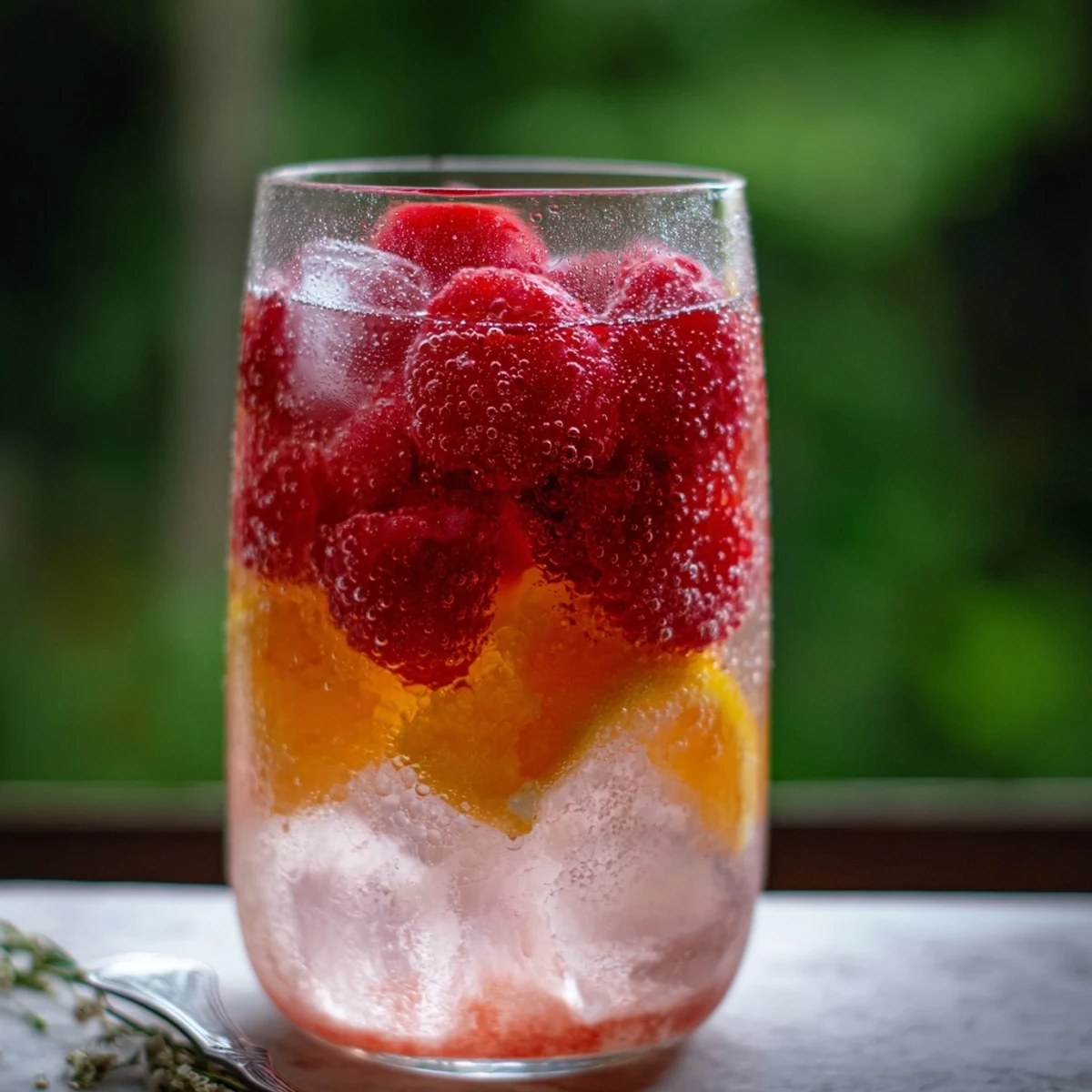 Sparkling Juice with Raspberries