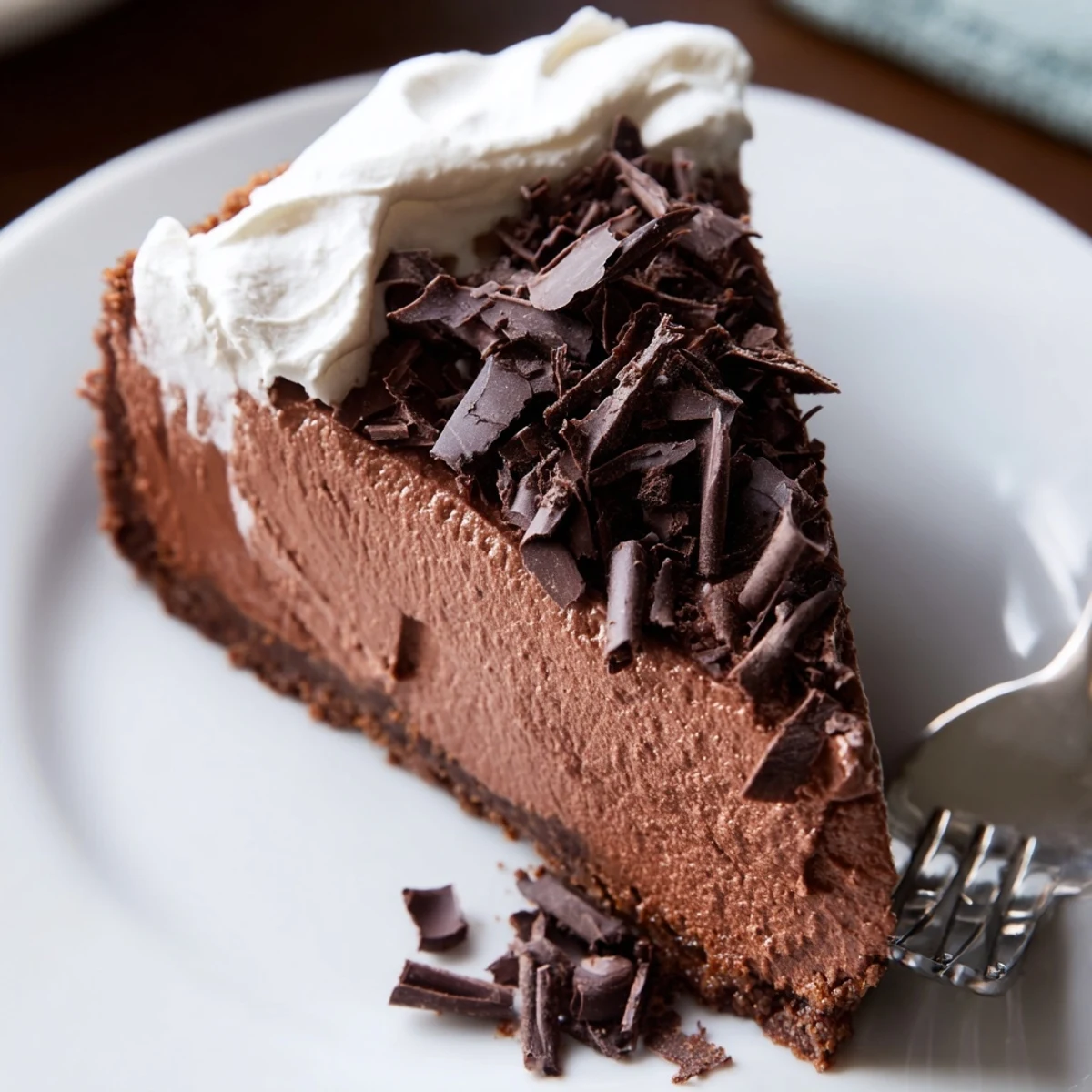 Smooth, guilt-free Lighter Chocolate Cottage Cheese Cheesecake baked to perfection.