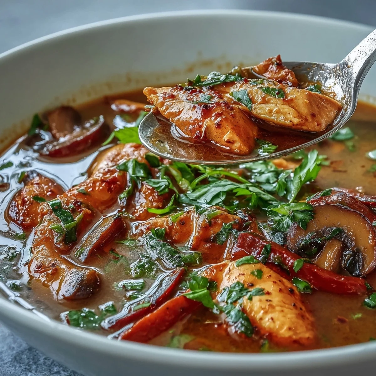 Steaming Thai Coconut Curry Soup is garnished with cilantro and lime wedges, served alongside fluffy jasmine rice.