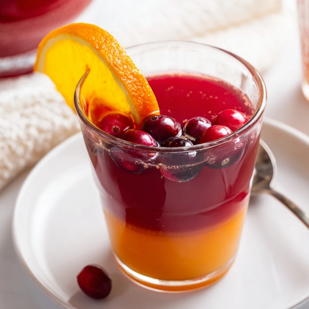 A beautiful, vibrant 3-Ingredient Holiday Punch, garnished with cranberries, ready to serve and enjoy.