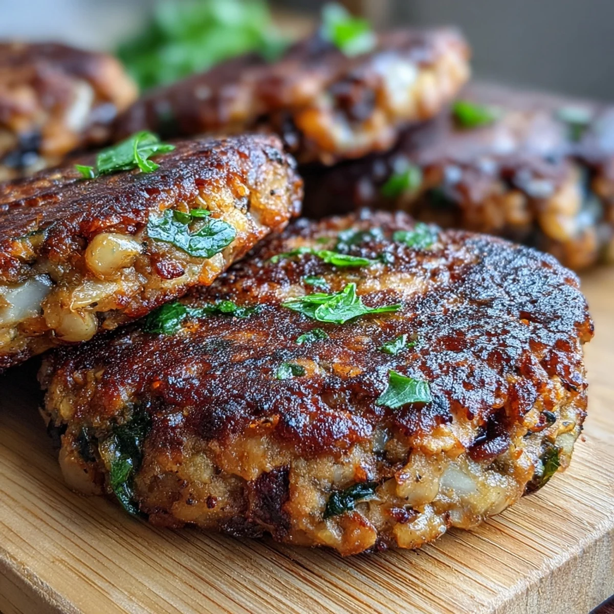 Freshly baked Black-Eyed Pea Burger Patties on a parchment-lined baking sheet, golden and crisp with a sprinkle of paprika.