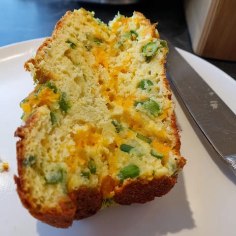 Snap Pea Cheddar Muffin Loaf