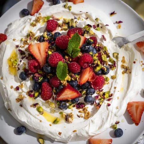 Colorful spread of Butter Board Dessert with cream cheese, fruits, and a honey drizzle.  