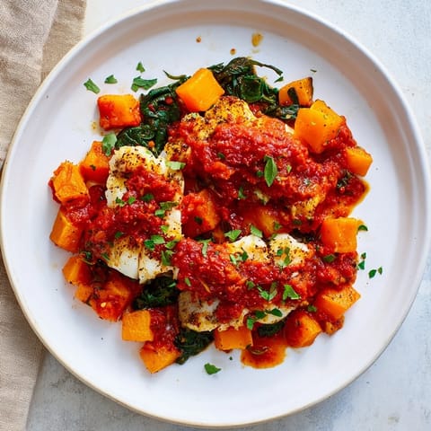 Baked Cod Butternut Spinach