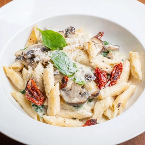 This comforting Creamy Sun-Dried Tomato Mushroom Penne Skillet features a luscious, creamy sauce with tender pasta.