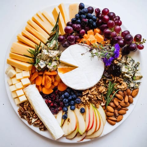 This elegant Woodland Creature Cheese Platter features a delightful arrangement of cheeses, fruits, and nuts to enjoy.