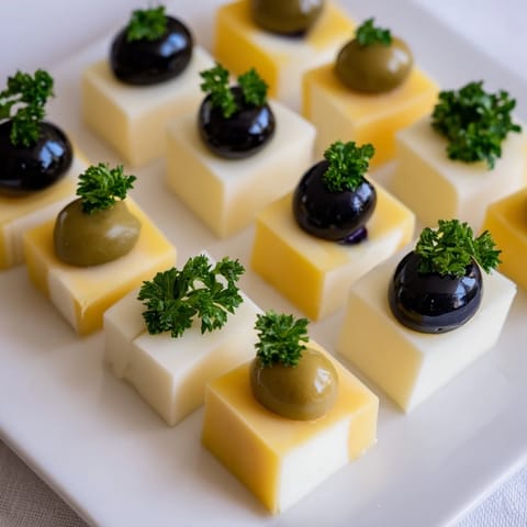 Cheese and Olive Chess Board