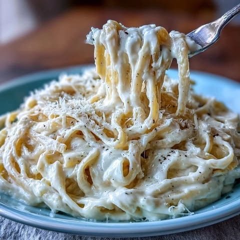 Smooth cauliflower alfredo sauce blanketing pasta, a comforting, guilt-free Italian-inspired meal.