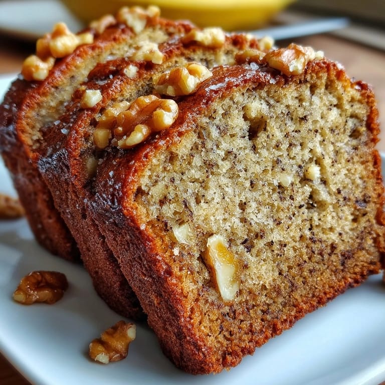 Warm slices of homemade Whole Wheat Banana Bread, perfect for breakfast with coffee.