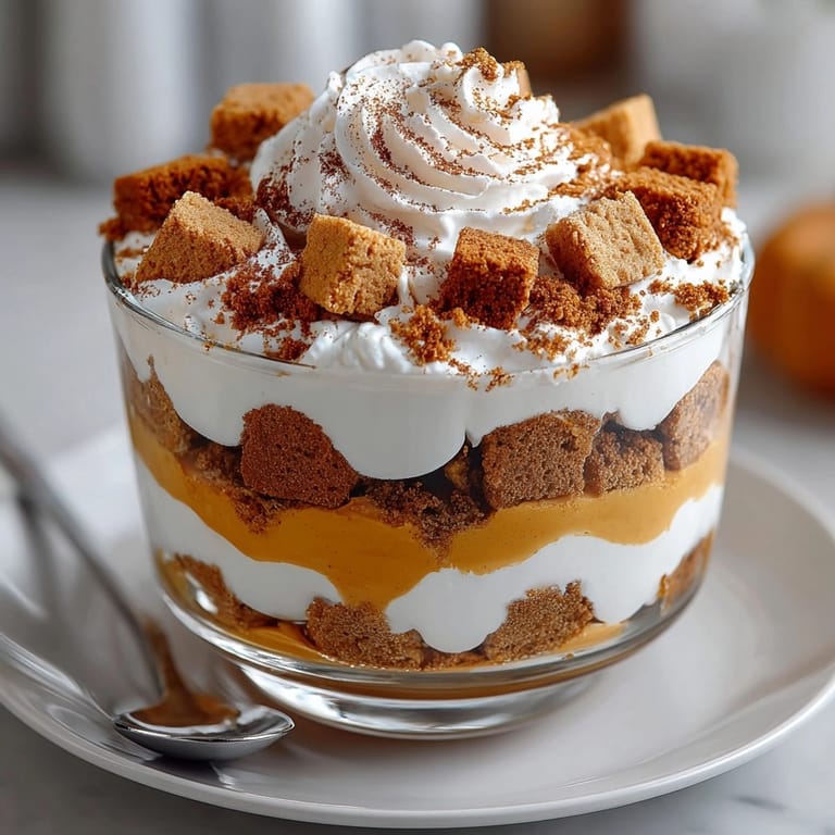 Homemade Pumpkin Spice Layered Trifle recipe: A decadent dessert, perfect for Thanksgiving gatherings.
