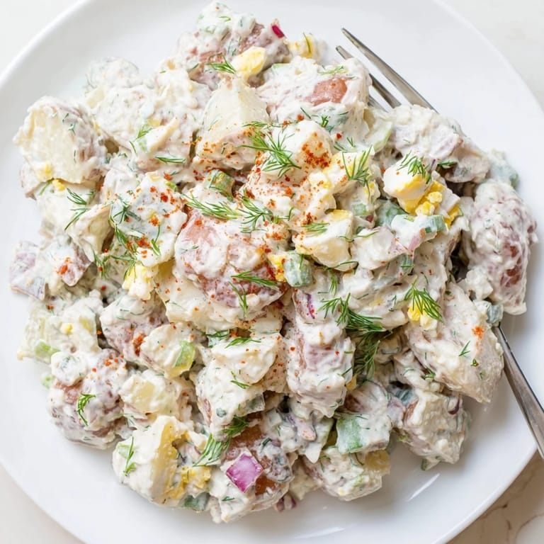Classic potato salad gets a twist with Spicy Pickle Ranch dressing and crunchy pickles.