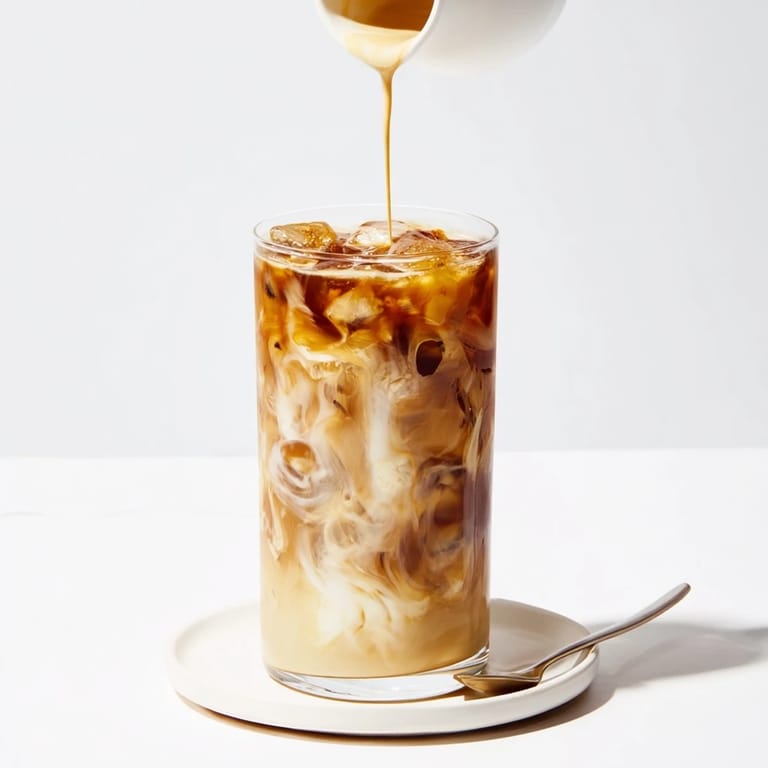 Rich and nutty tahini iced coffee, served over frosty ice for refreshment.  