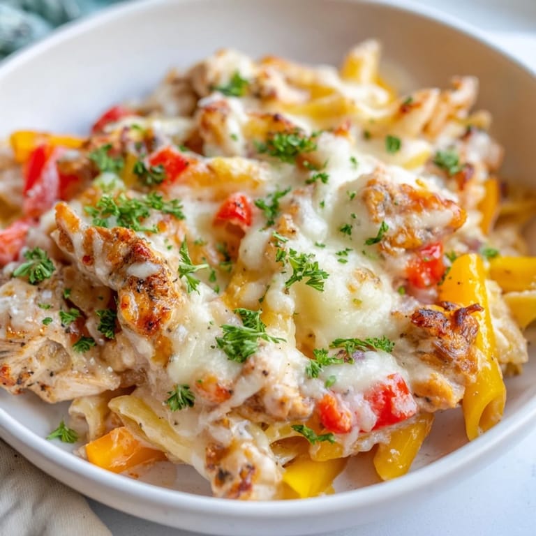 Imagine the amazing flavors: steaming Cajun Chicken Pasta Bake, topped with bubbly, melted cheese.