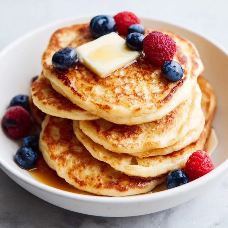 Close-up shot shows golden Pancake Cereal, small and delicious, ideal with a spoon.