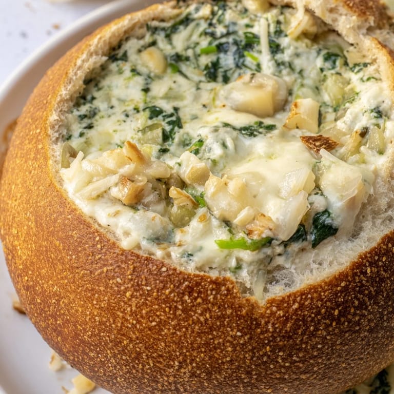 A bubbling, cheesy Best-Ever Spinach Dip, garnished with green onions, perfect for dipping vegetables.
