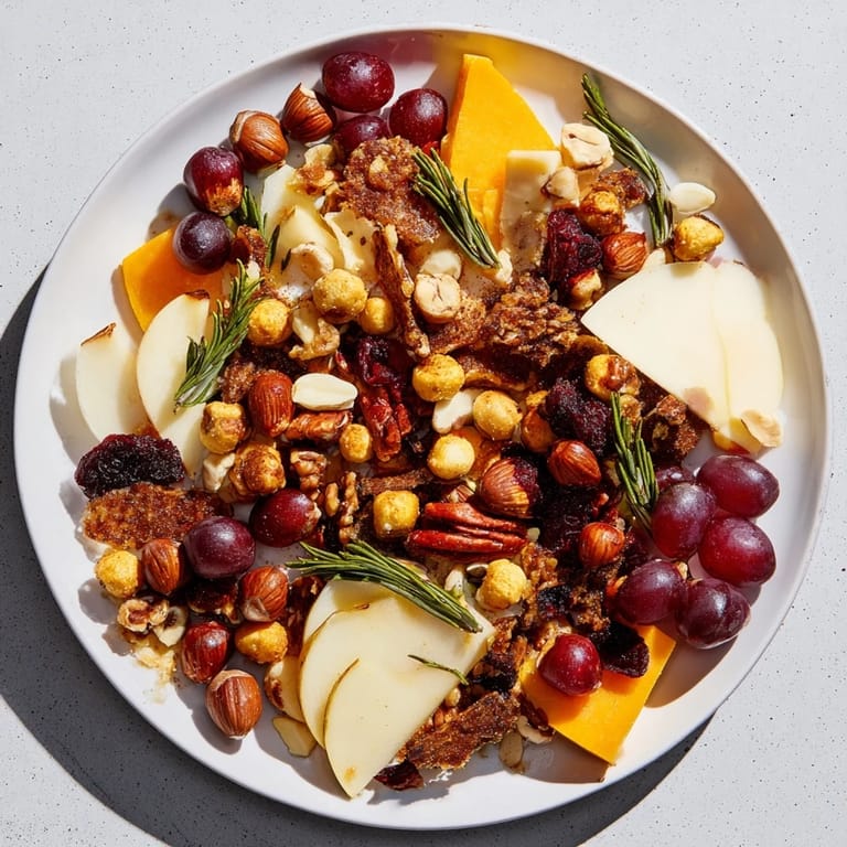 Get ready for the delicious Squirrels Acorn Hoard Platter, piled high with roasted acorns and fresh, red grapes.