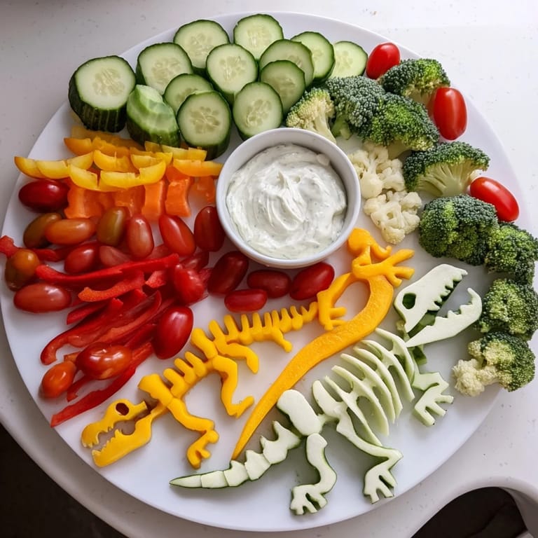 Fresh and fun, these Dino-Mite Dinosaur Fossil Crudités offer a healthy and engaging snack option for everyone.