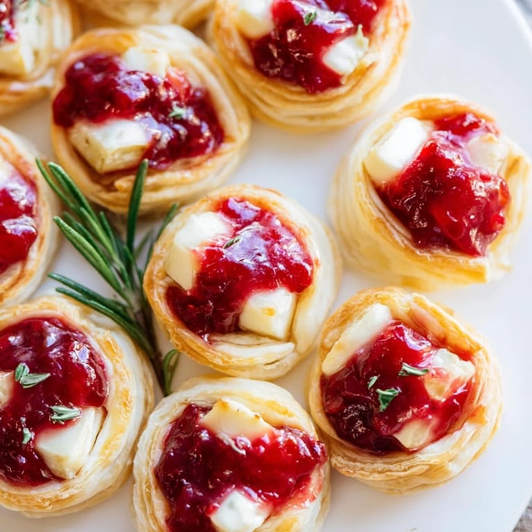 Warm, buttery puff pastry cradles creamy Brie and tart cranberry in this easy Mini Cranberry Brie Tart Wreath.