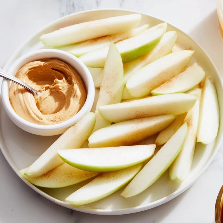 Quick and easy Apple Slices with Peanut Butter Dip, perfect for a healthy afternoon treat.