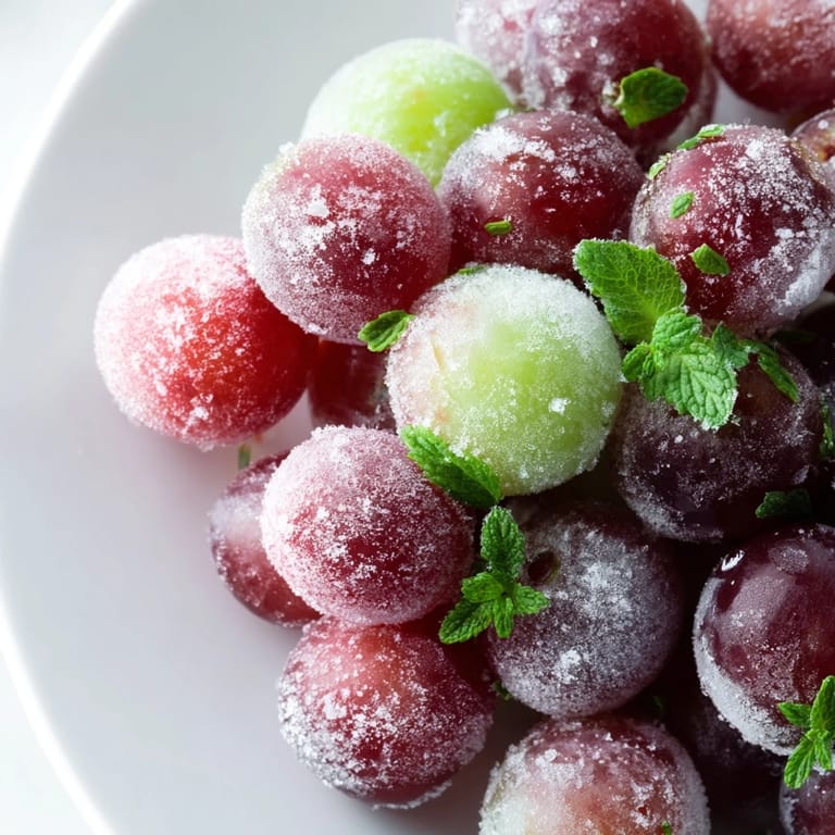 Cool, crisp frozen grapes—perfect for a spa day! Imagine biting into a juicy, chilled treat.