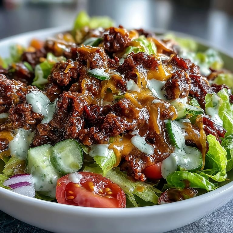 Fresh and flavorful Easy Big Mac in a Bowl, a quick gluten-free weeknight meal.