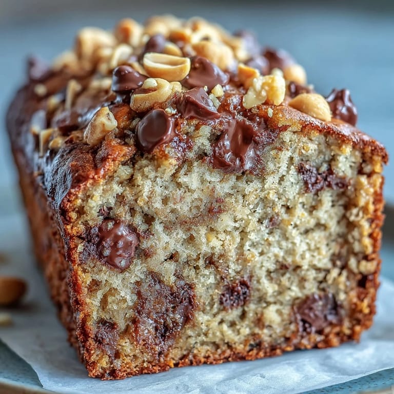 Warm Chocolate Chip Peanut Butter Oatmeal Banana Bread, ready for sharing.
