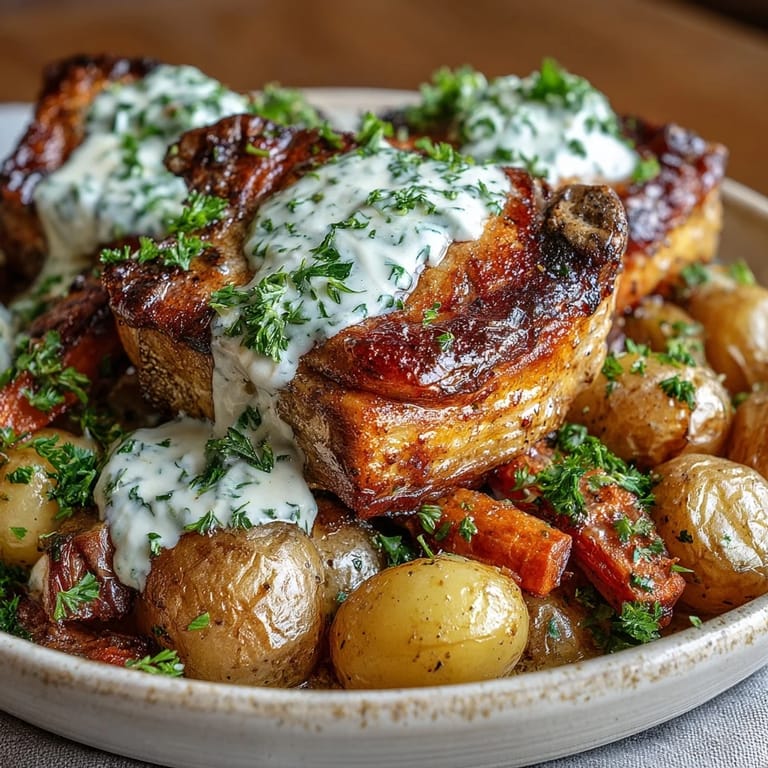 Gluten-free one-pot Crockpot Ranch Pork Chops featuring juicy pork, ranch-seasoned vegetables, and rich gravy perfect for a weeknight dinner.
