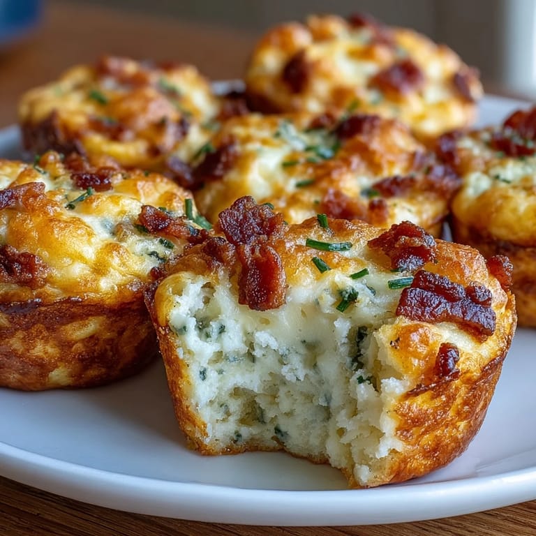 Savory Ranch Bacon Breakfast Egg Bites are plated beside a jar of salsa, perfect for a hearty on-the-go breakfast.