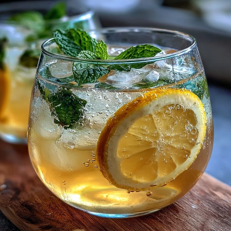 Zesty and effervescent Limoncello Spritz Mocktail served over ice with mint garnish, ideal for alcohol-free celebrations.