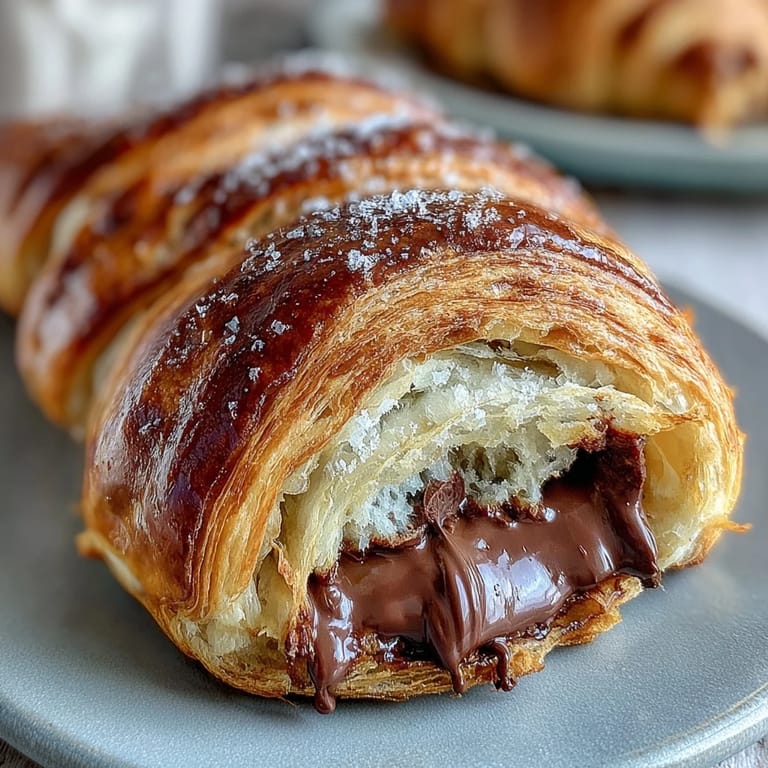 Buttery, tangy sourdough croissants with rich dark chocolate filling, perfect for a decadent breakfast or elegant brunch.  