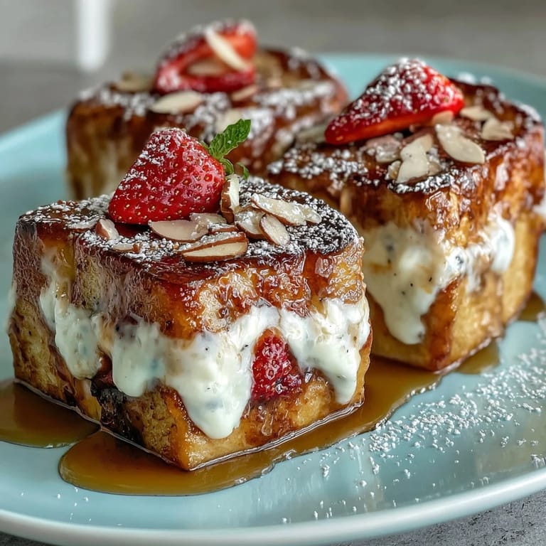 Sweet and creamy strawberry French toast bake, featuring soft brioche soaked in vanilla custard, baked until golden and served with maple syrup.