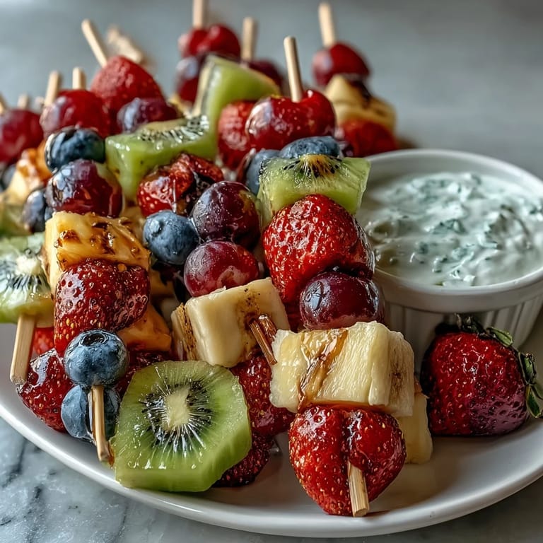 Bright fruit skewers with pineapple and grapes, served with honey-vanilla yogurt dip and veggie sticks in a cheerful, balanced bento box for kids.