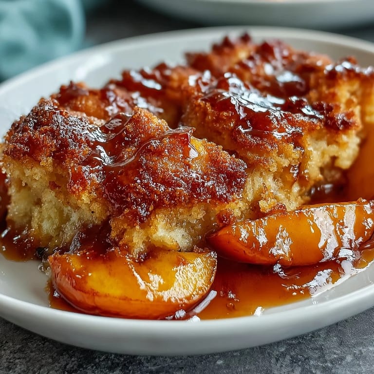 Juicy Peach Cobbler, a comforting dessert crowned with fluffy, baked biscuits.
