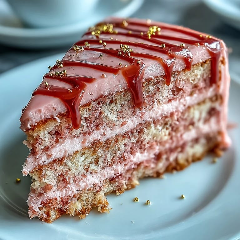 Delicious Bridal Shower Rosé Velvet Cake, showcasing delicate pink hues and an edible gold cascade.